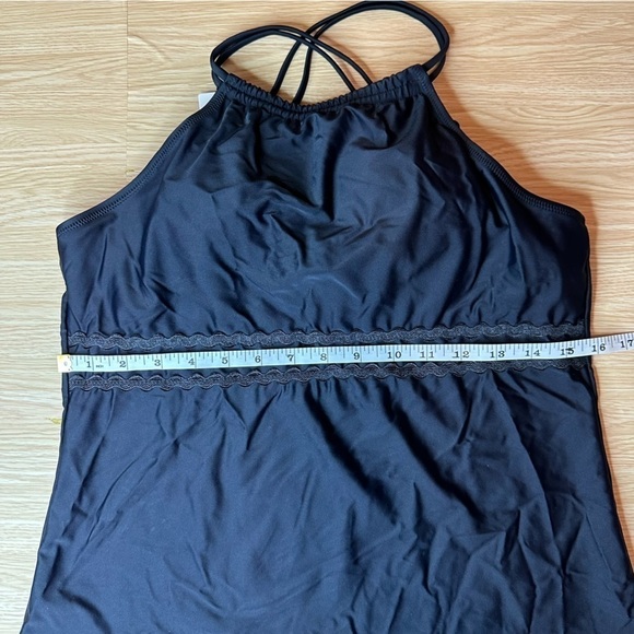 NWT Beachsissi Halter Tankini Top Criss Cross Black Swim Tank Women’s XL - Picture 9 of 9